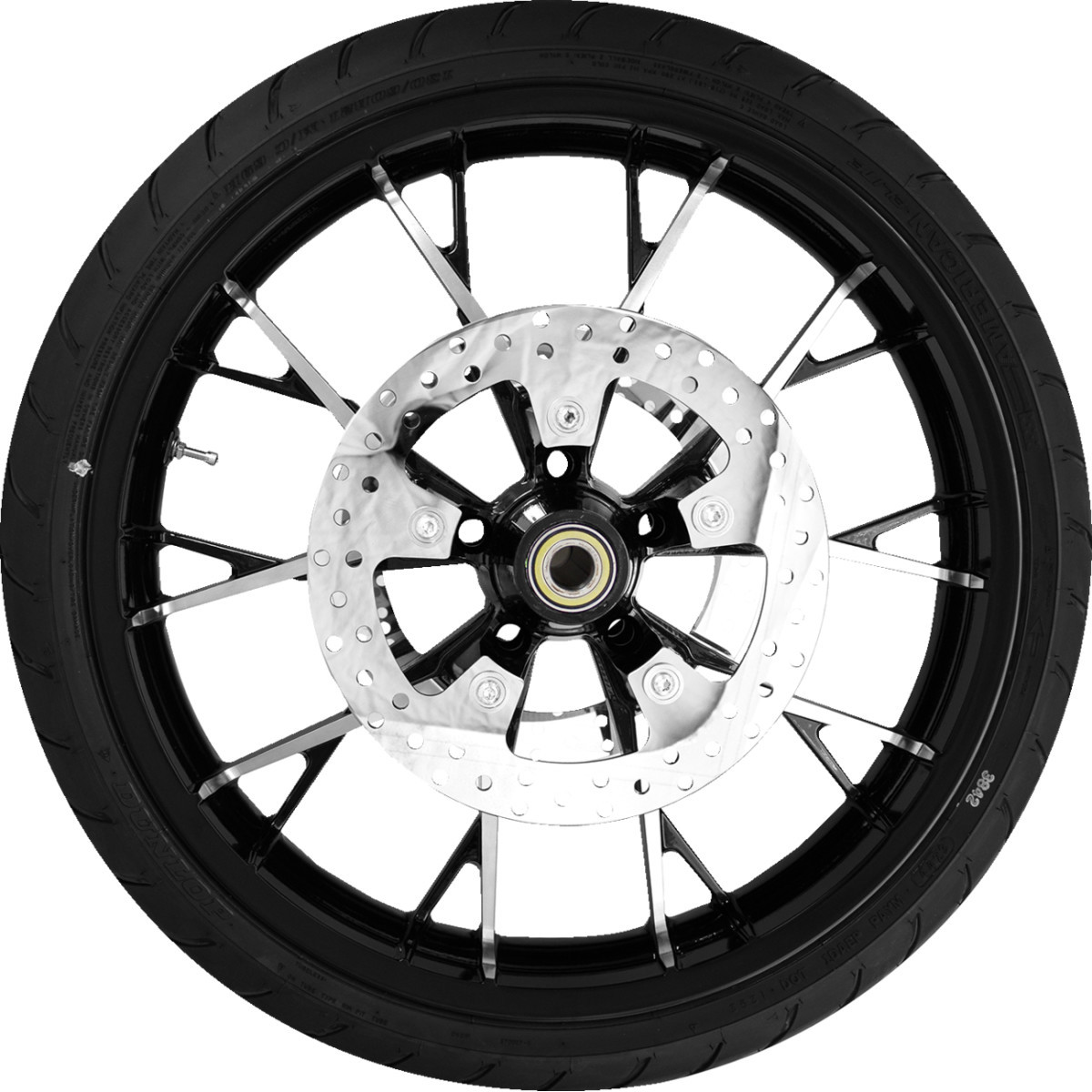 Coastal Moto #PKG2-MAR213BC-ABST - Marlin Front Wheel - Black Cut (21") | Rotors (11.8") | Dunlop AE2 Tire (130/60B21)