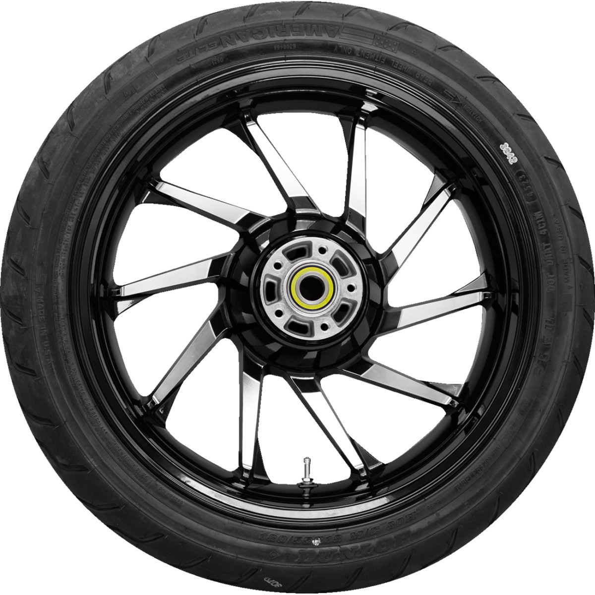 Coastal Moto #PKG2-HUR185BC-ABST - Hurricane Rear Wheel - Black Cut (18") | Dunlop AE2 Tire (180/55B18)