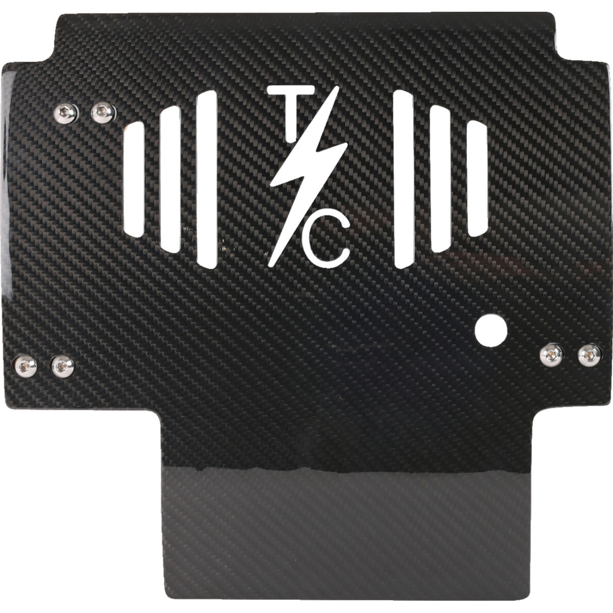 Thrashin Supply CO. #TSC-3034-1 - Skid Plate - Carbon Fiber/Gloss - With Black Brackets - FLHX/FLTRX