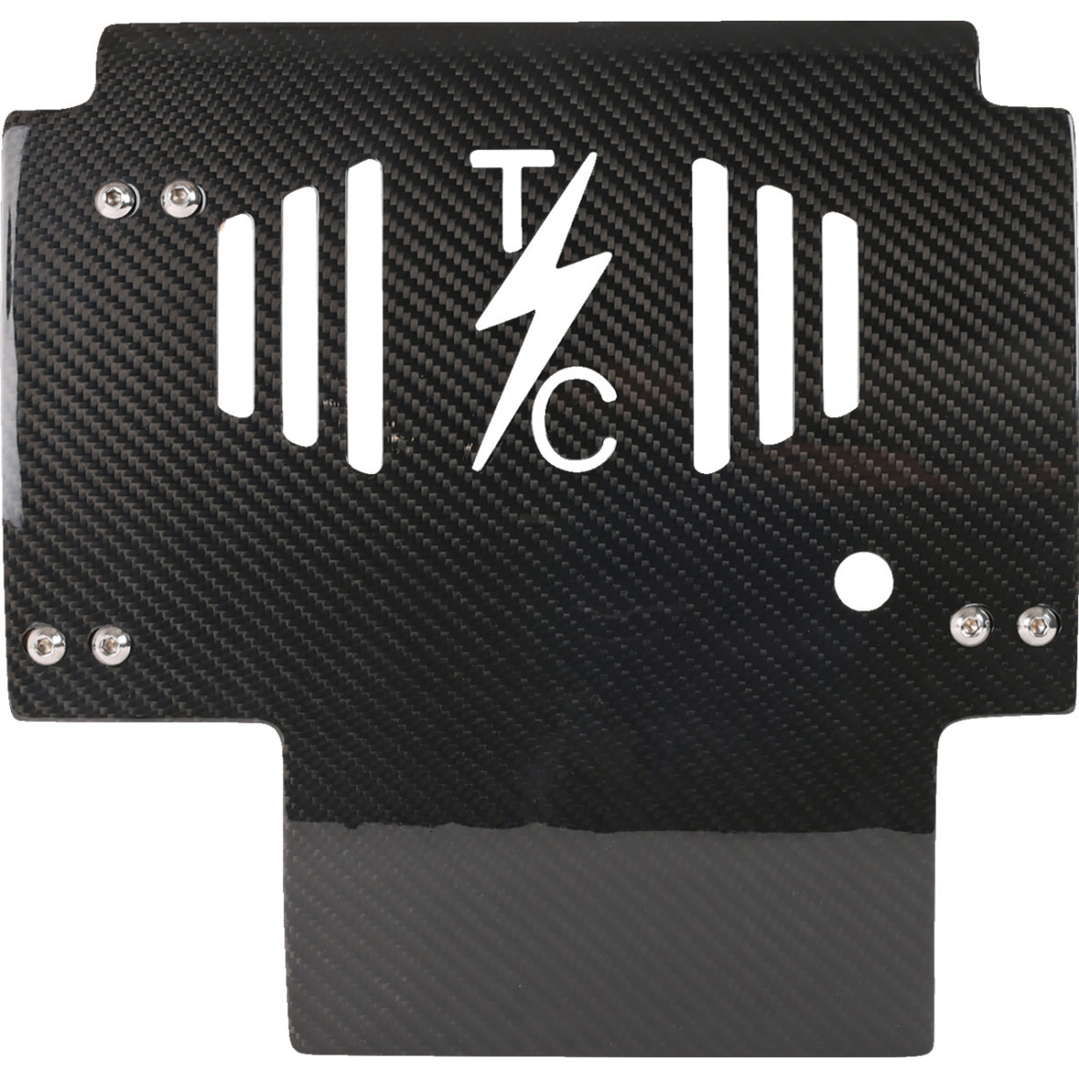 Thrashin Supply CO. #TSC-3034-5 - Skid Plate - Carbon Fiber/Gloss - With Gold Brackets - FLHX/FLTRX