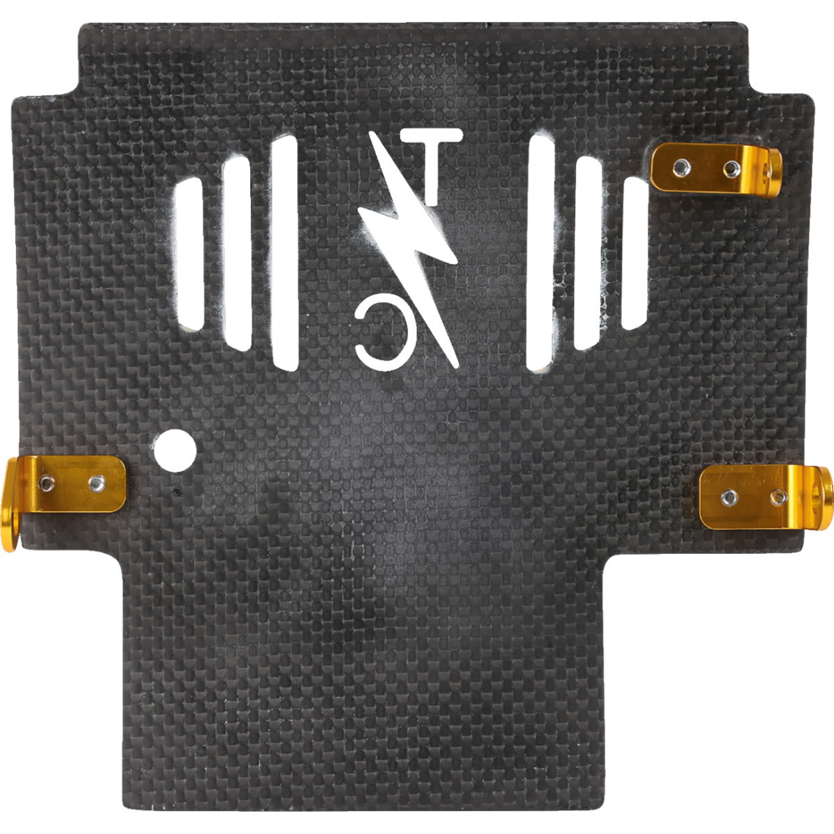 Thrashin Supply CO. #TSC-3034-5 - Skid Plate - Carbon Fiber/Gloss - With Gold Brackets - FLHX/FLTRX