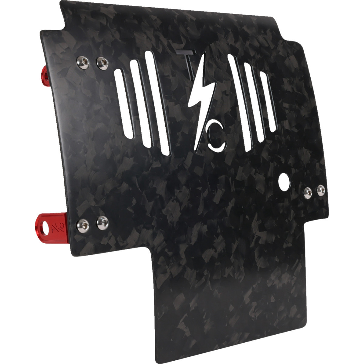 Thrashin Supply CO. #TSC-3035-2 - Skid Plate - Carbon Fiber/Forged - With Red Brackets - FLHX/FLTRX