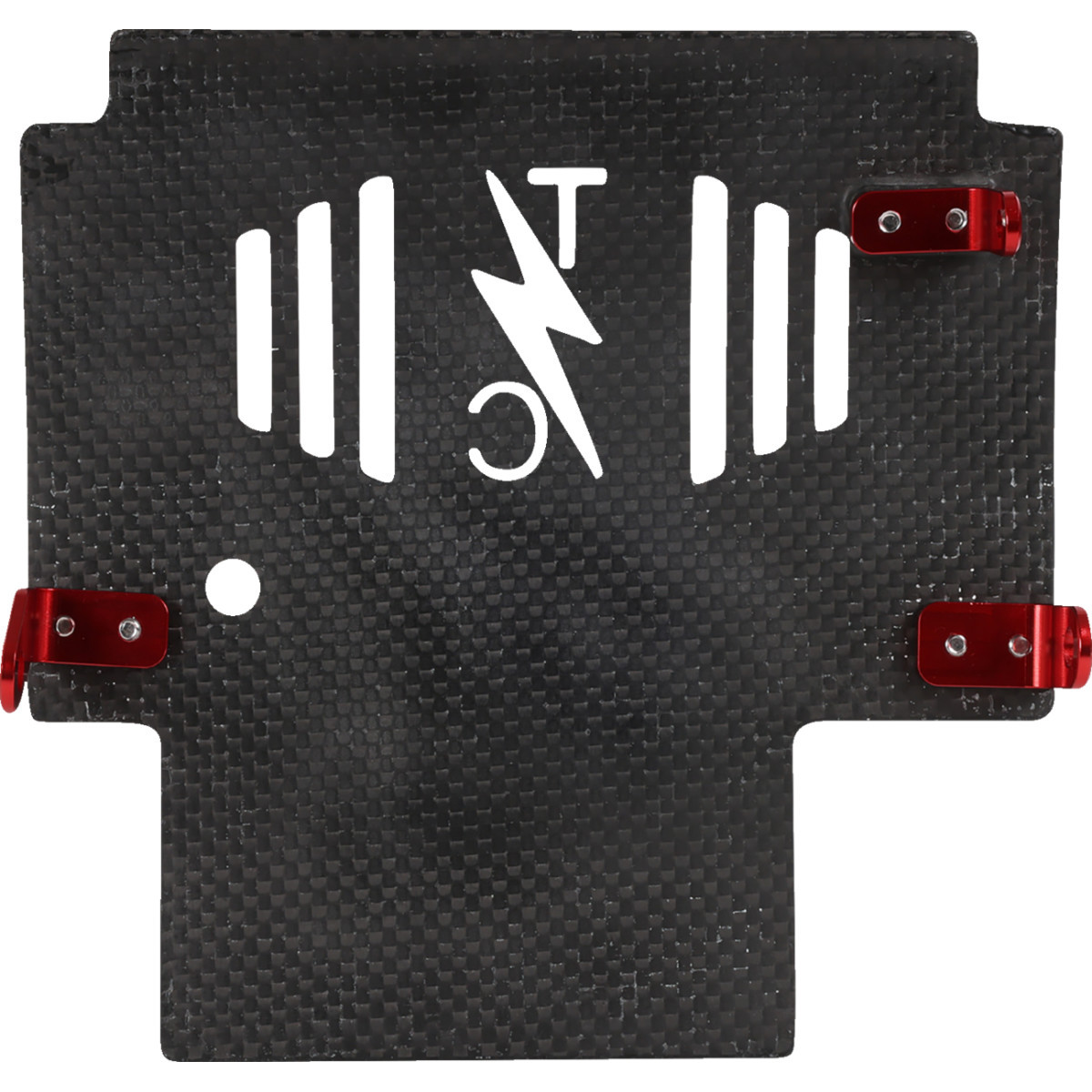 Thrashin Supply CO. #TSC-3035-2 - Skid Plate - Carbon Fiber/Forged - With Red Brackets - FLHX/FLTRX