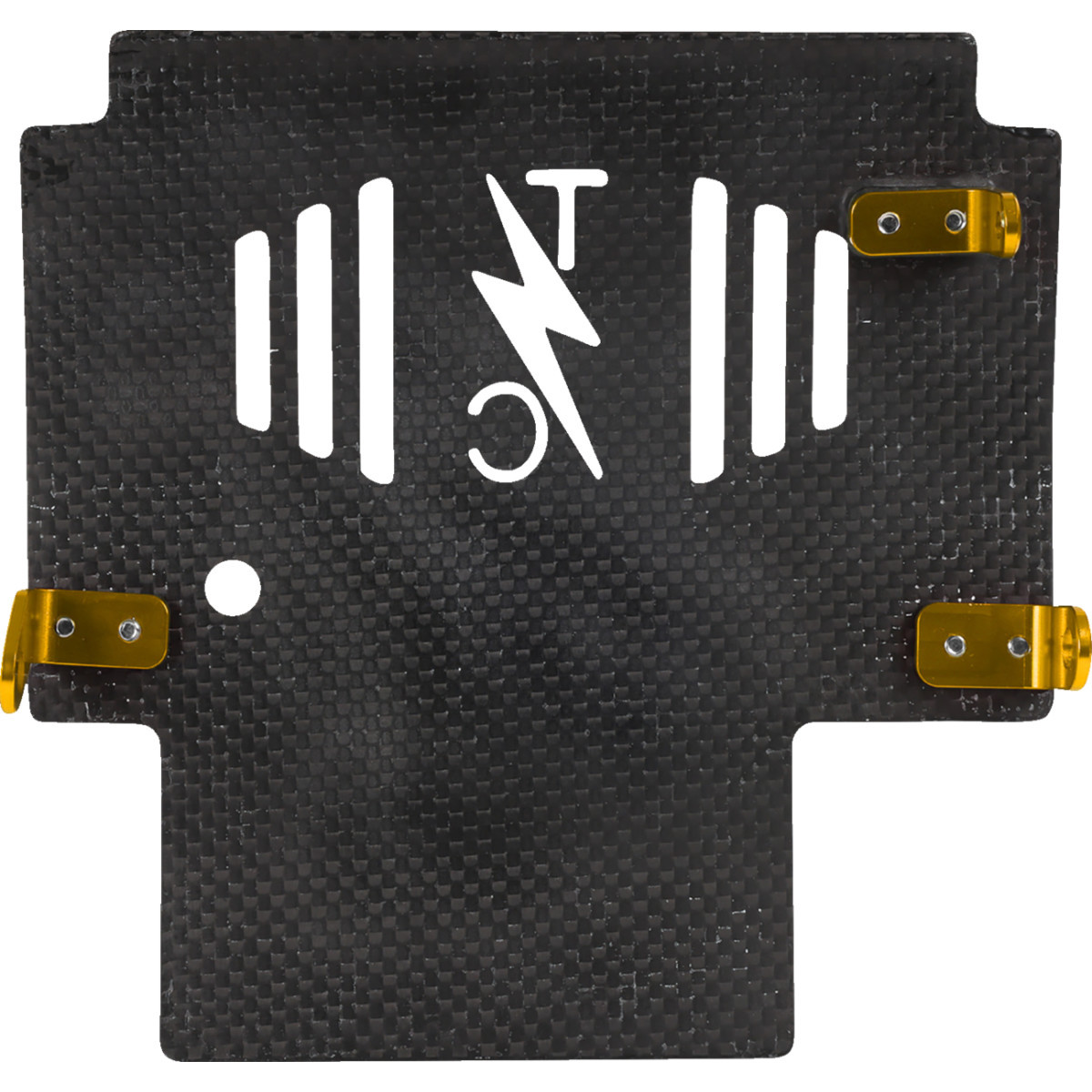 Thrashin Supply CO. #TSC-3035-5 - Skid Plate - Carbon Fiber/Forged - With Gold Brackets - FLHX/FLTRX
