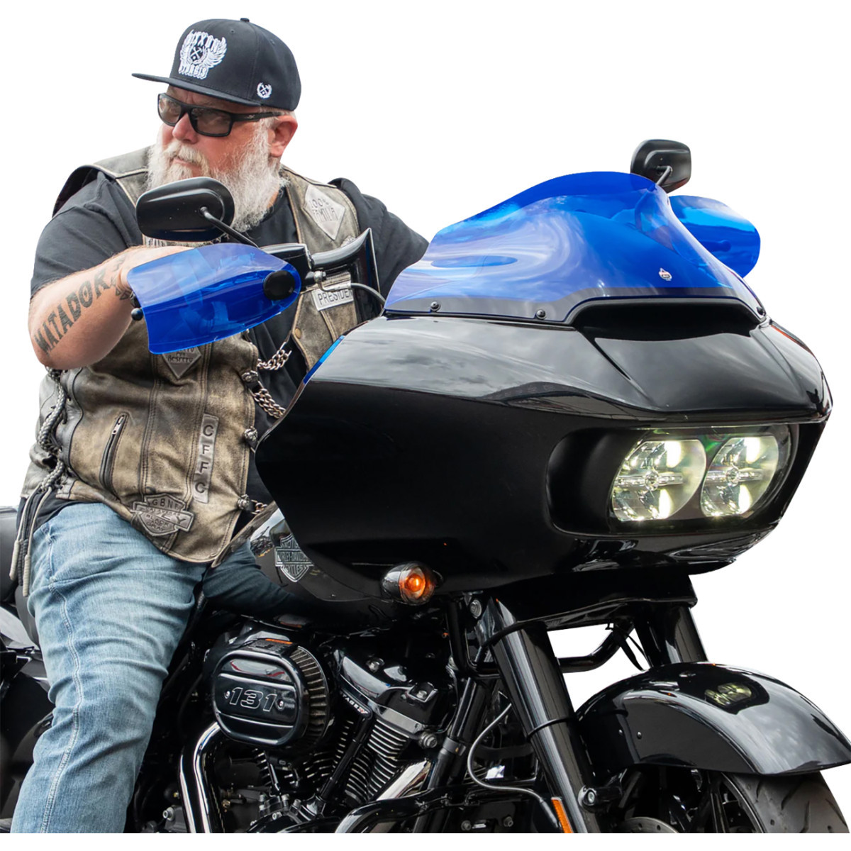 Klock Werks #KWS-01-0133-CC - Flare® Handguards - Harley-Davidson Cable Clutch - Blue