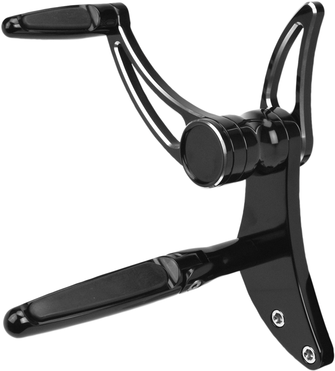 Forward Control - 18+ Softail - Black Anodized - Standard - Folding Rubber Inlay Pegs - Solid Lever