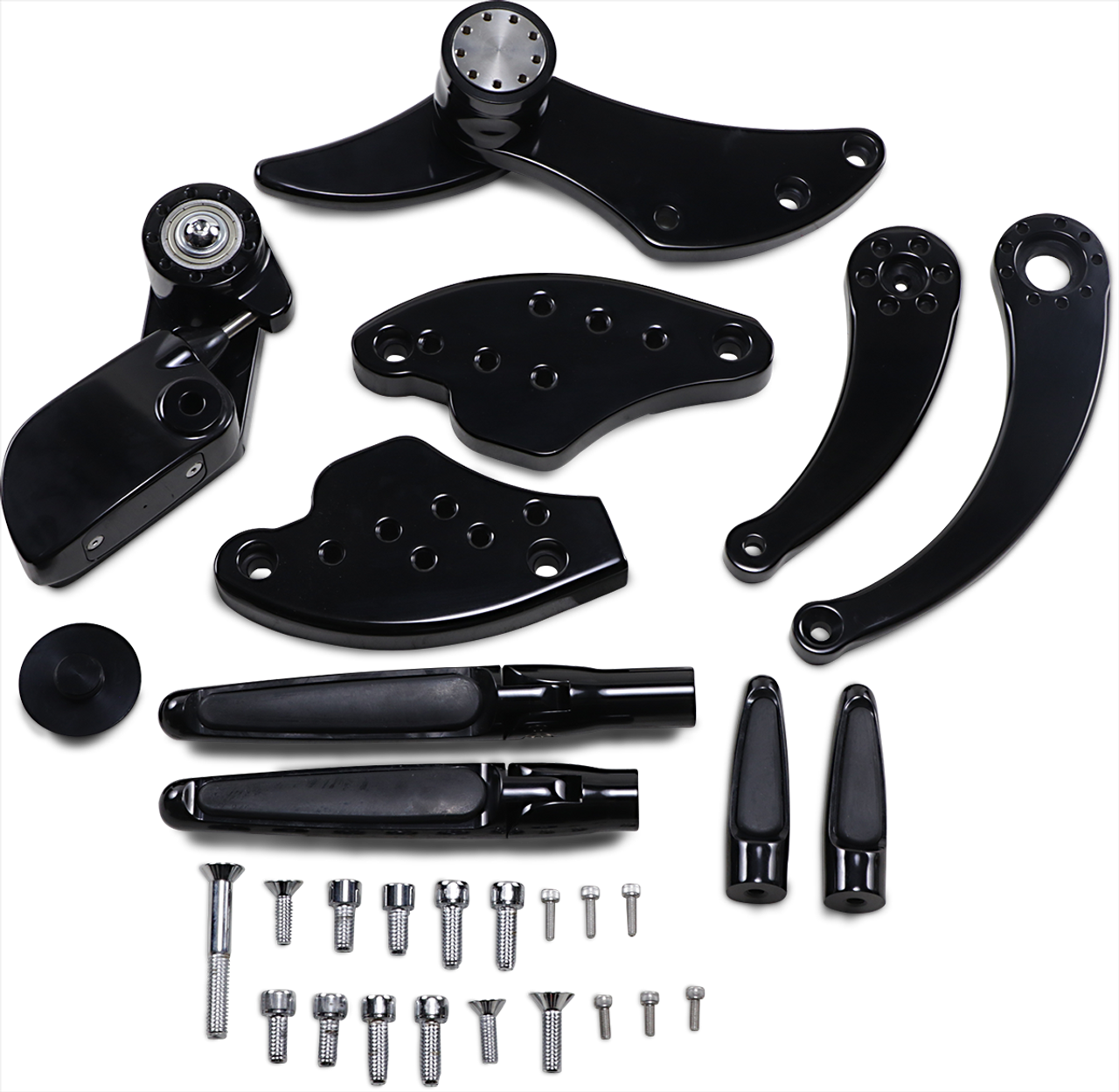 Forward Control - 18+ Softail - Chrome - Standard - Folding Rubber Inlay Pegs - Solid Lever