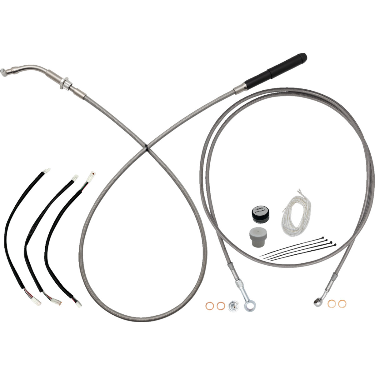 FAT Baggers INC. #249012 - EZ Install Kit - 12" Handlebars - Upper Clutch - Full Length - Braided Stainless Steel