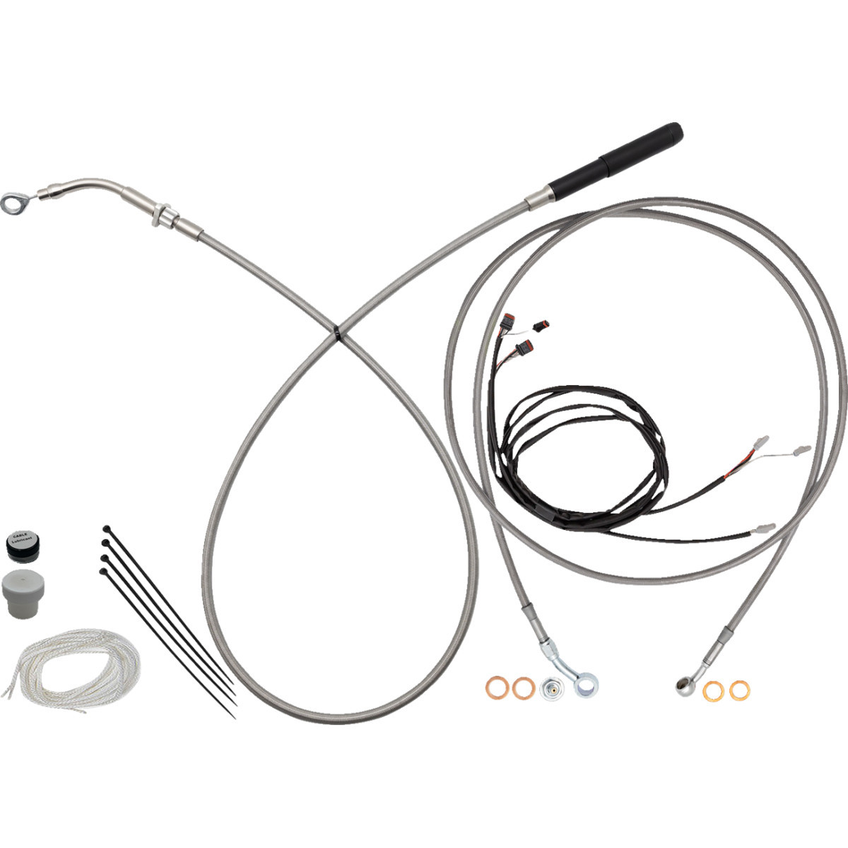 FAT Baggers INC. #219010 - EZ Install Kit - 10" Handlebars - Upper Clutch - Full Length - Braided Stainless Steel