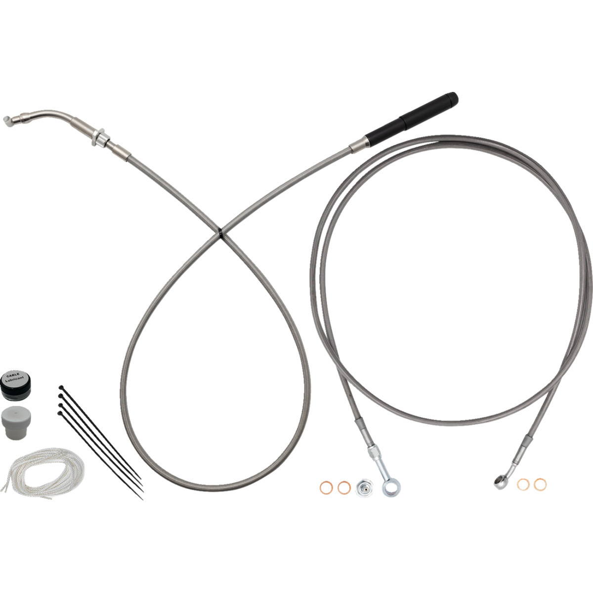 FAT Baggers INC. #249914 - EZ Install Kit - 14" Handlebars - Upper Clutch - Full Length - Braided Stainless Steel