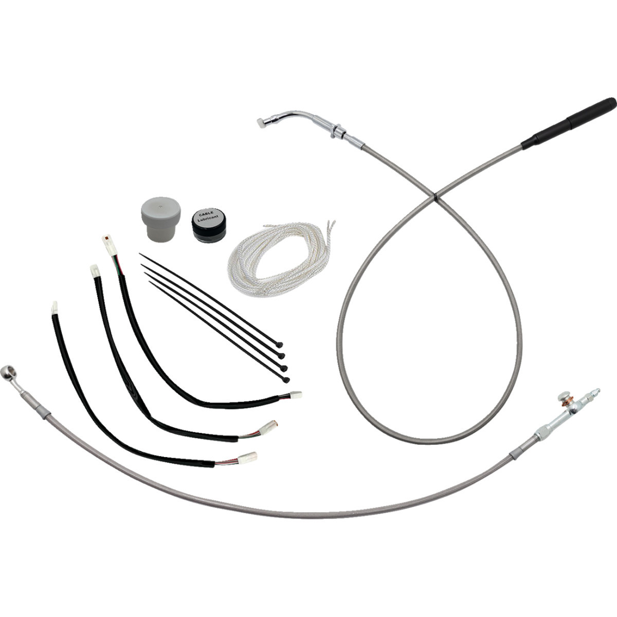 FAT Baggers INC. #149012-C - EZ Install Kit - 12" Handlebars - Upper Clutch - Braided Stainless Steel/Chrome