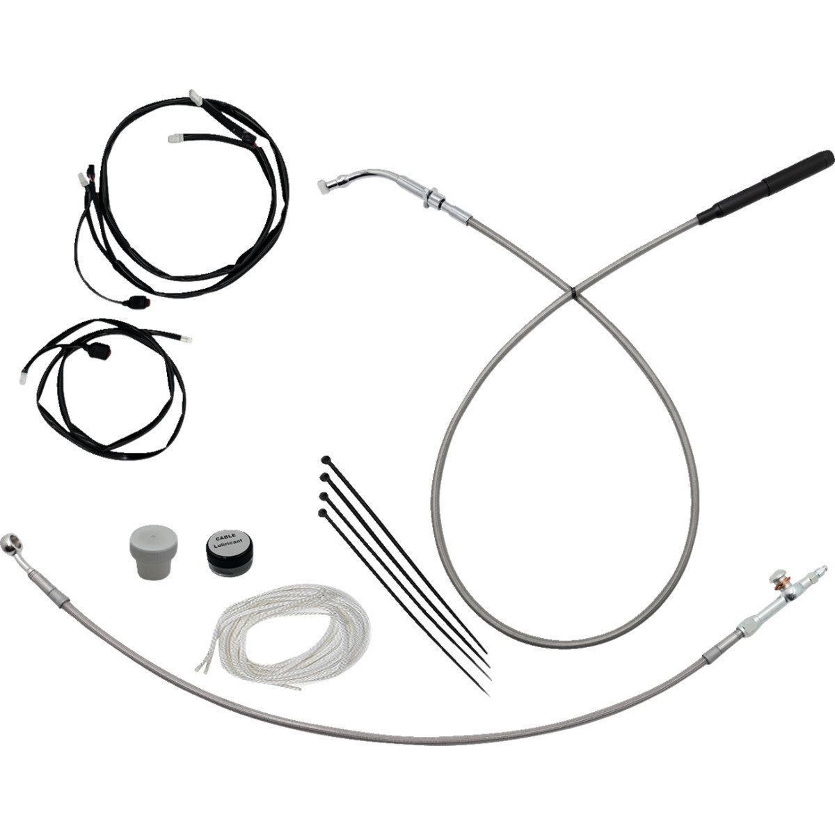 FAT Baggers INC. #149014-C - EZ Install Kit - 13"/14" Handlebars - Upper Clutch - Braided Stainless Steel/Chrome