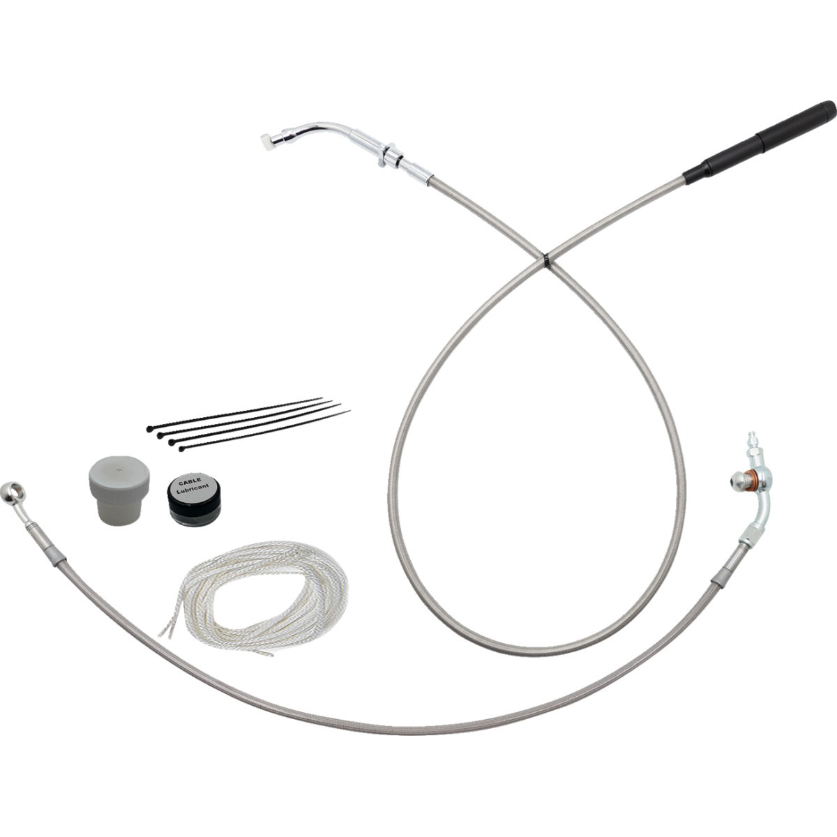 FAT Baggers INC. #149914-C - EZ Install Kit - 14" Handlebars - Upper Clutch - Braided Stainless Steel/Chrome