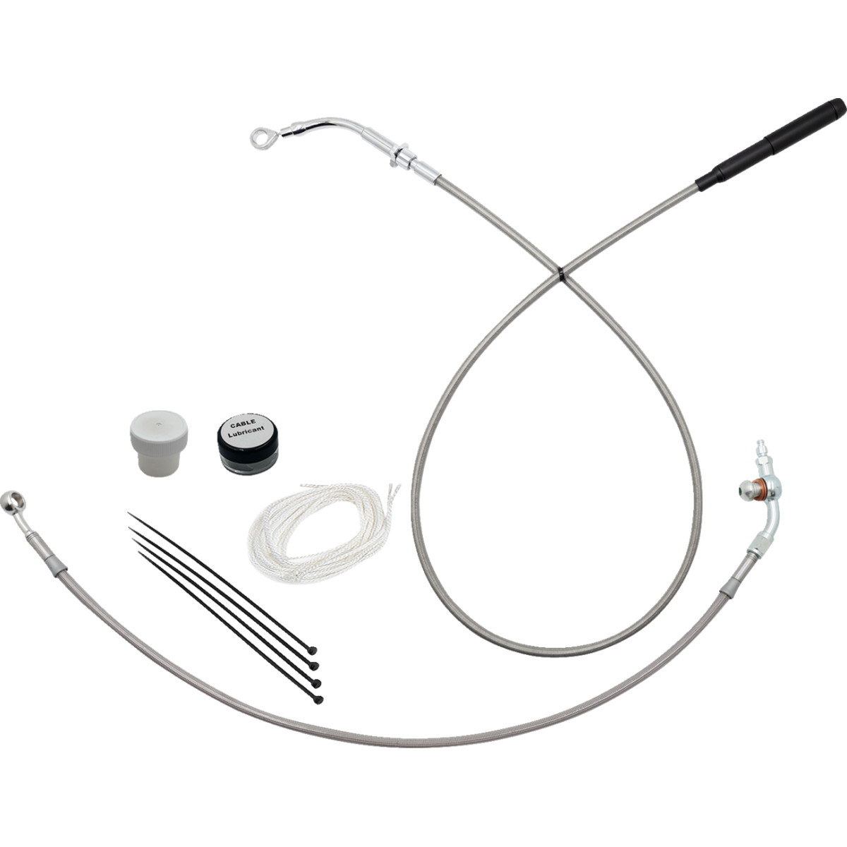FAT Baggers INC. #119914-C - EZ Install Kit - 14" Handlebars - Upper Clutch - Braided Stainless Steel/Chrome