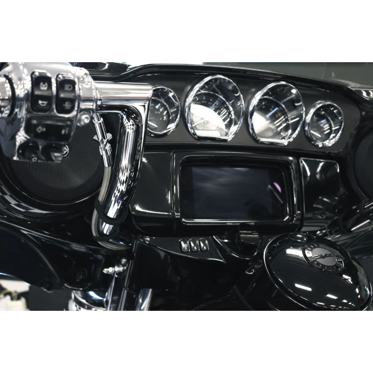 FAT Baggers INC. #249016-C - EZ Install Kit - 16" Handlebars - Upper Clutch - Full Length - Braided Stainless Steel/Chrome
