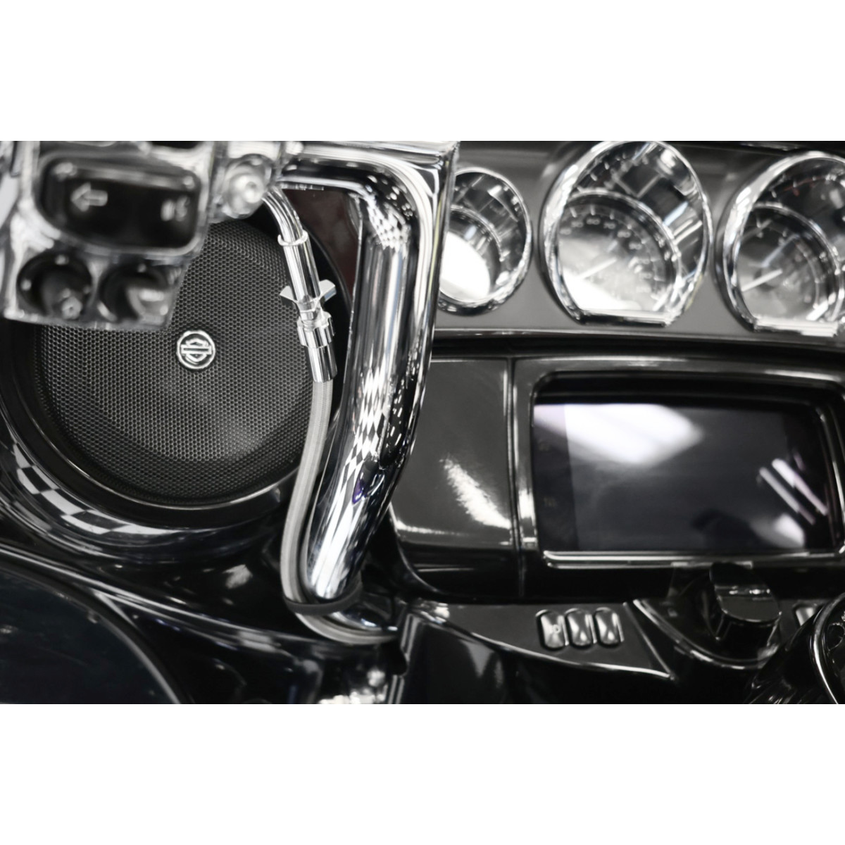 FAT Baggers INC. #149016-C - EZ Install Kit - 16" Handlebars - Upper Clutch - Braided Stainless Steel/Chrome
