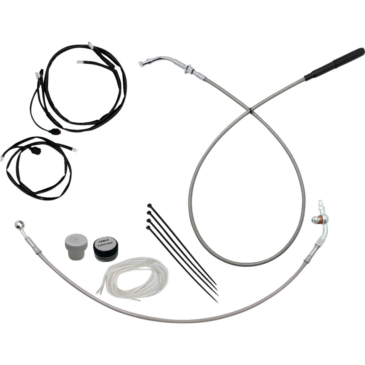 FAT Baggers INC. #149918-C - EZ Install Kit - 18" Handlebars - Upper Clutch - Braided Stainless Steel/Chrome