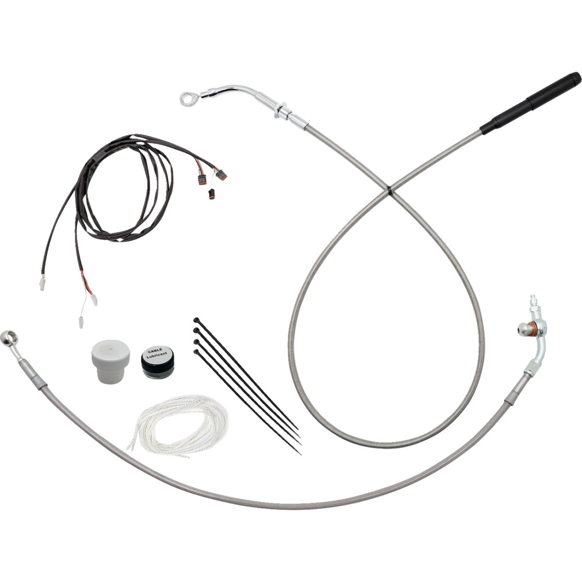 FAT Baggers INC. #119918-C - EZ Install Kit - 18" Handlebars - Upper Clutch - Braided Stainless Steel/Chrome