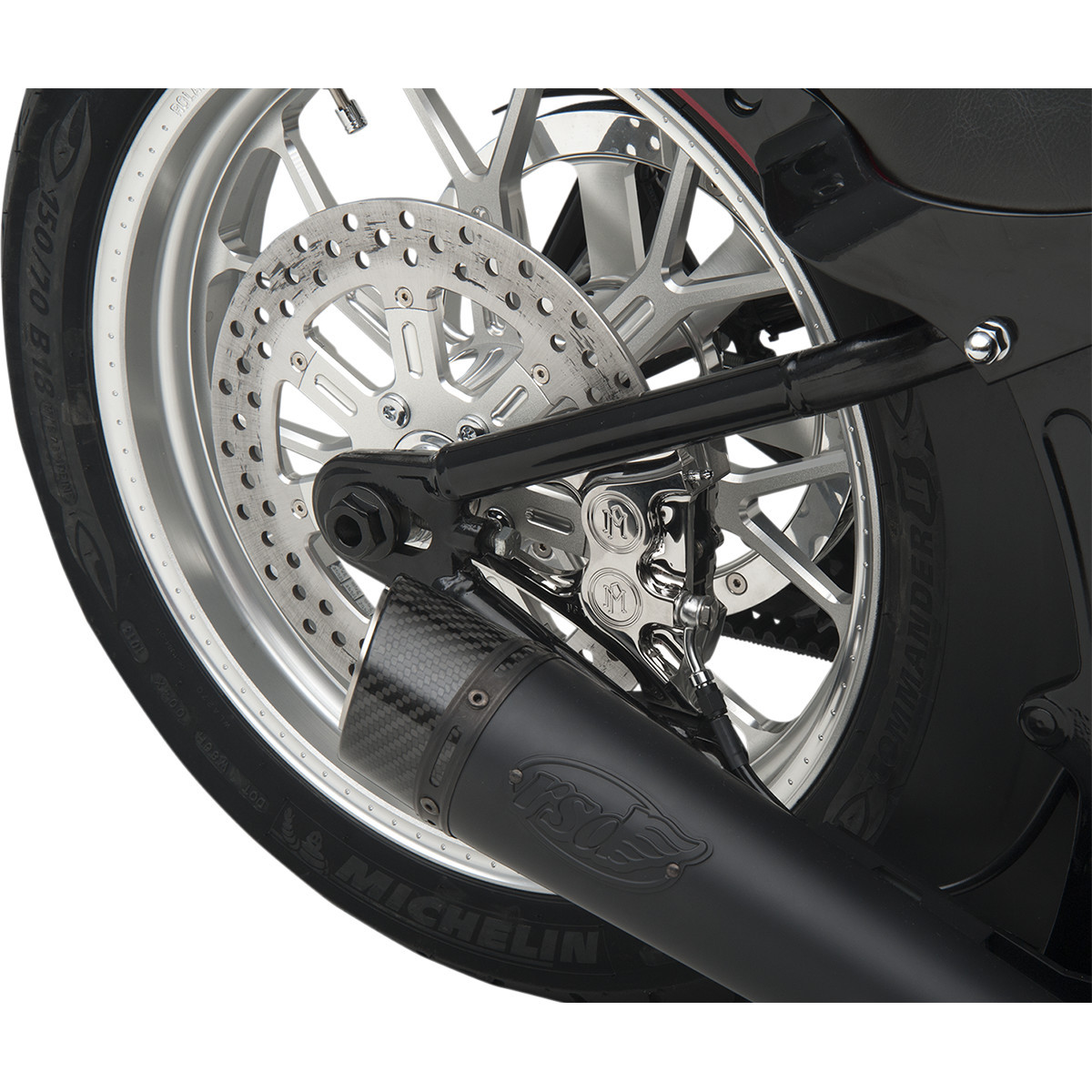Performance Machine (PM) #1256-0077-CH - 4-Piston Caliper - Rear - Chrome - 08-17 Softail