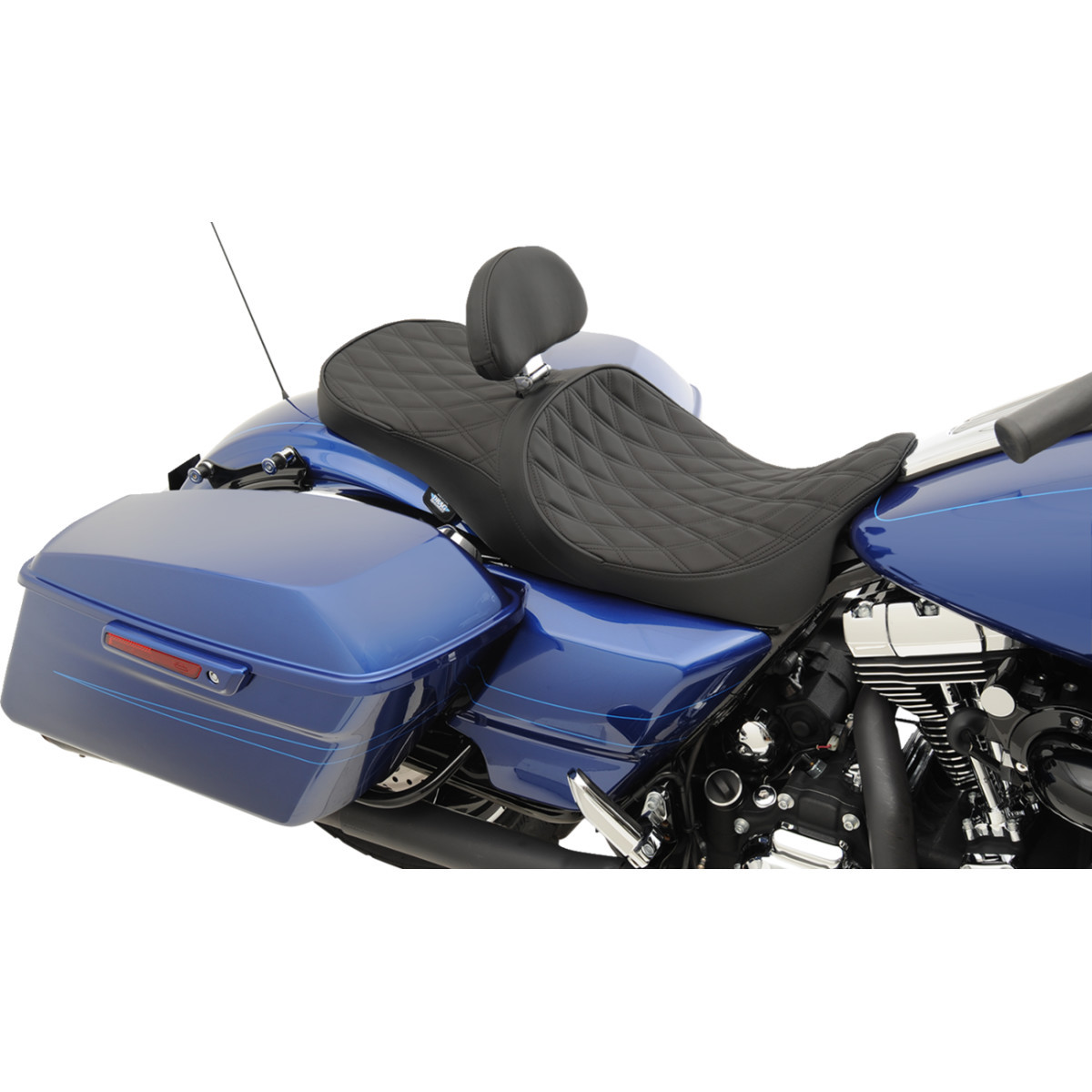 Drag Specialties Seats - Low Touring Seat - Solar Reflective - Double Diamond - with Backrest Receiver - FL '08-'23