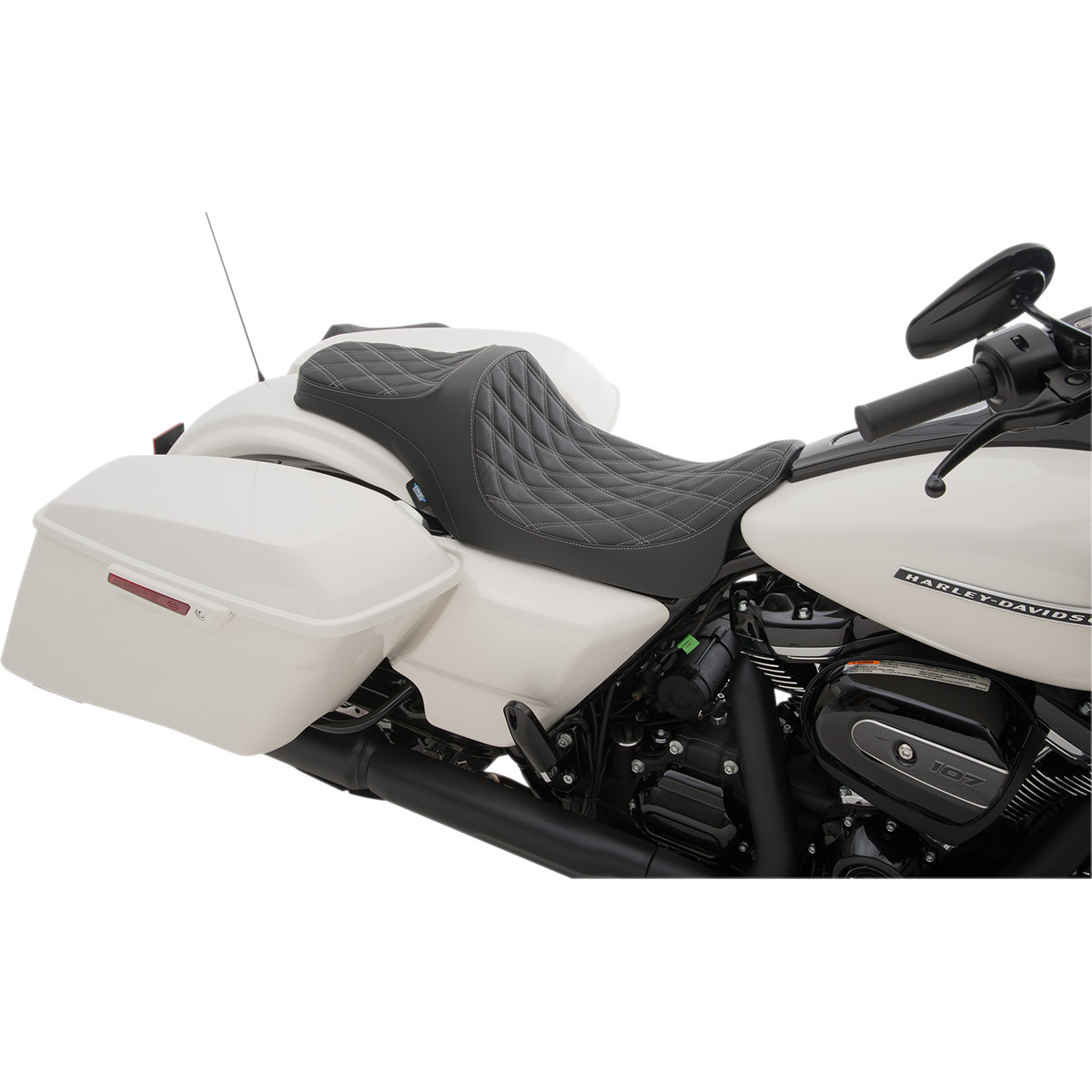 Drag Specialties Seats - Predator III Seat - Double Diamond - Silver Stitched - FL '08-'23