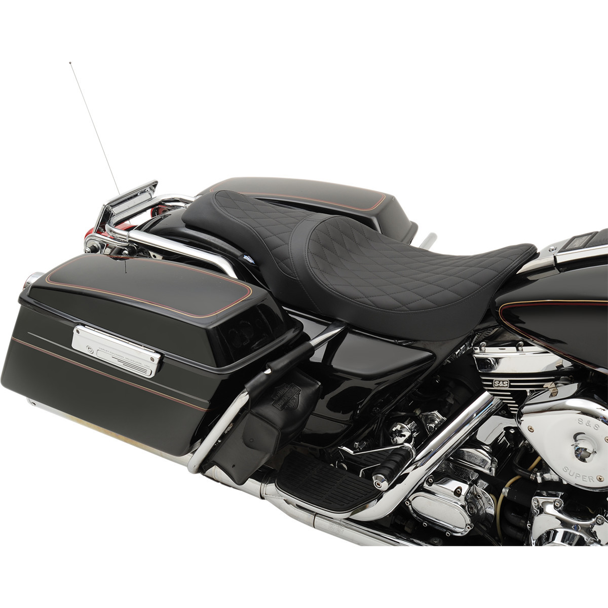 Drag Specialties Seats - Caballero Seat - Solar Reflective Leather - Diamond Stitch - FL '97-'07