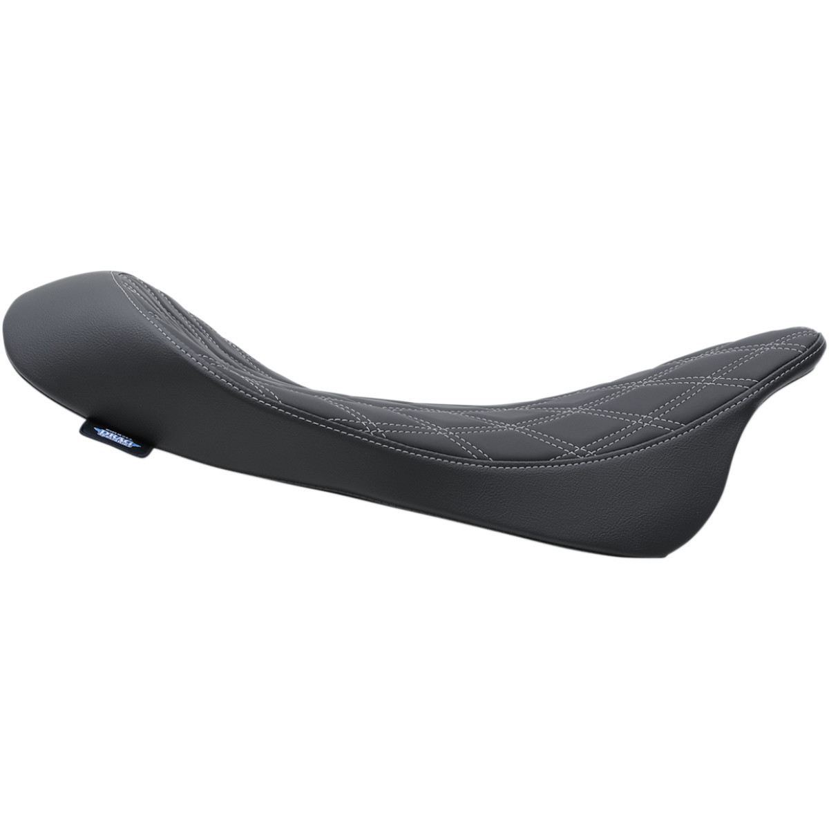 Drag Specialties Seats - Low Solo Seat - Double Diamond - Silver Stitch - FL '08-'23