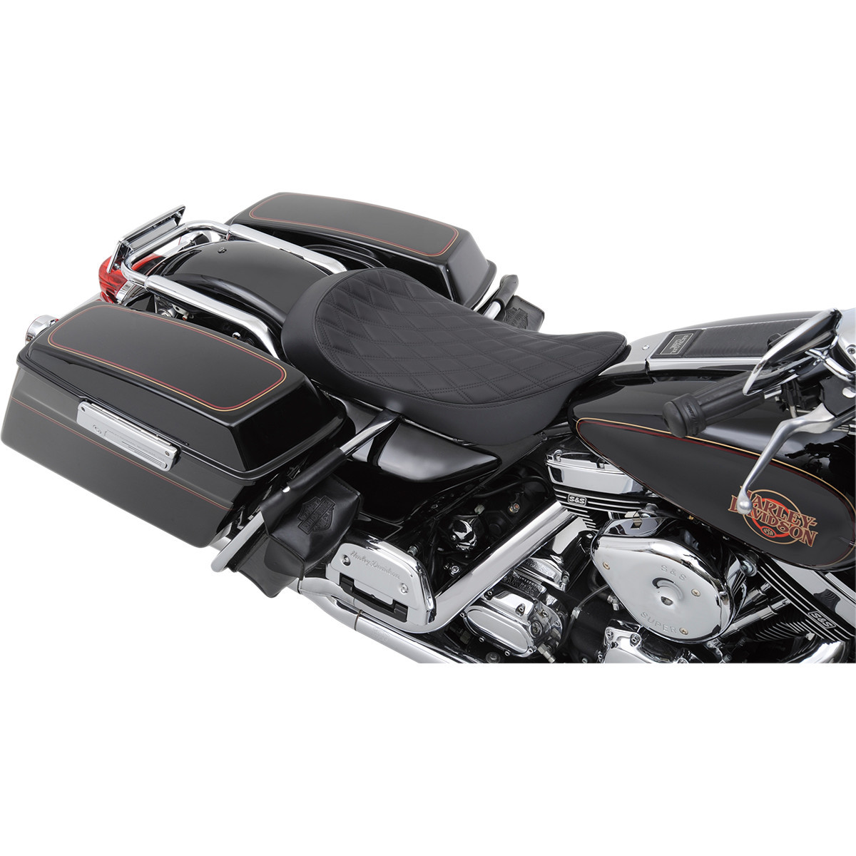 Drag Specialties Seats - Low Solo Seat - Double Diamond - FLHR/FLHX '99-'07