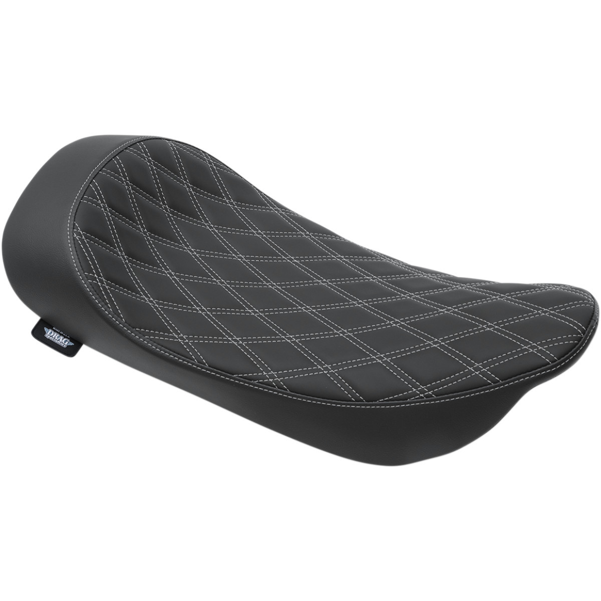Drag Specialties Seats - Low Solo Seat - Double Diamond - Silver Stitch - FLHR/FLHX '99-'07