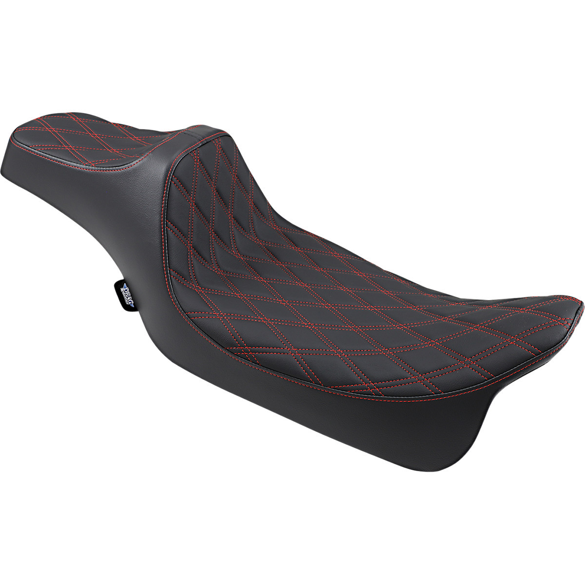 Drag Specialties Seats - Predator III Seat - Extended Reach - Double Diamond - Red Stitched - FL '08-'23