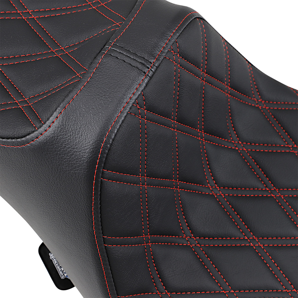 Drag Specialties Seats - Predator III Seat - Extended Reach - Double Diamond - Red Stitched - FL '08-'23