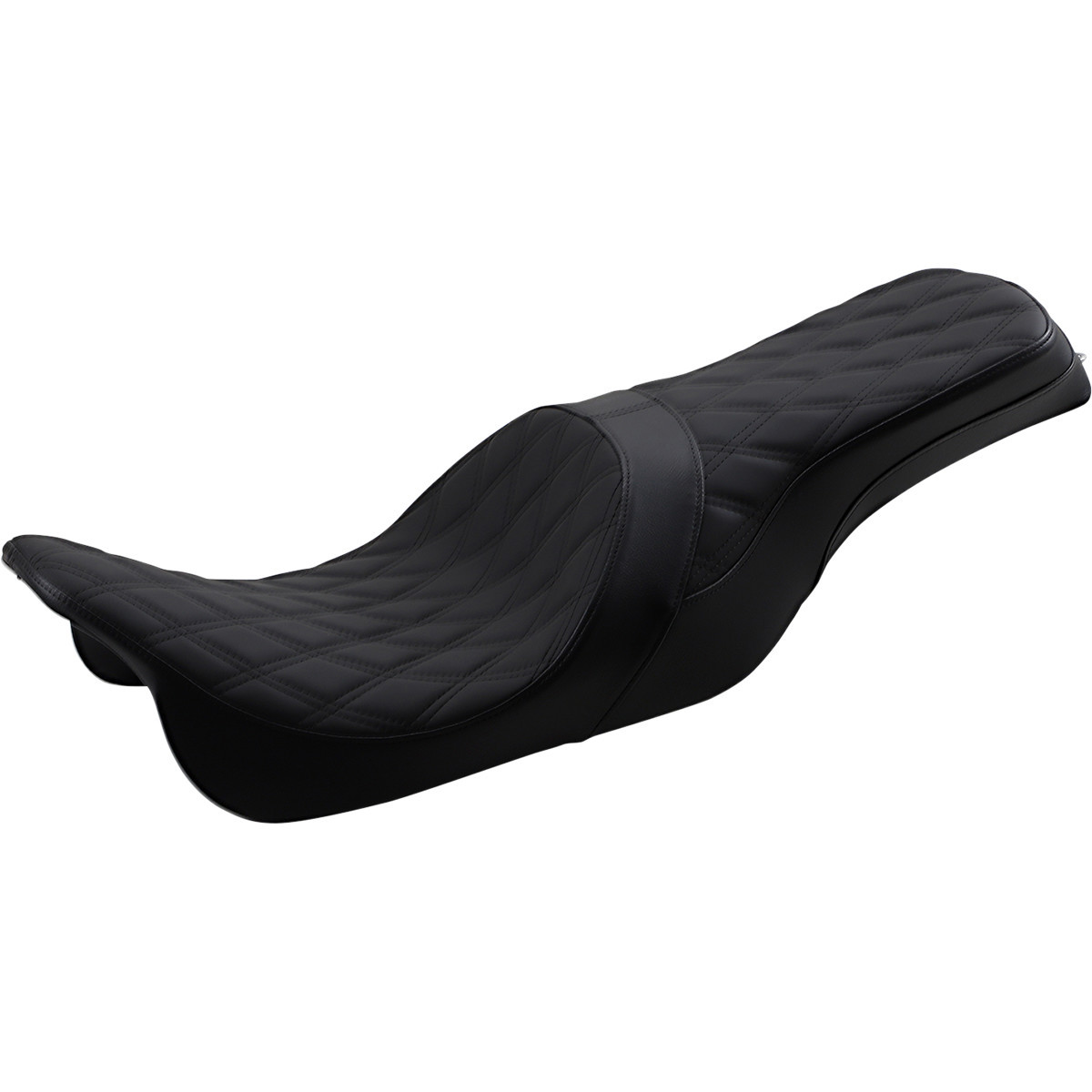 Drag Specialties Seats - Forward Positioned Predator 2-Up Seat - Double Diamond - Black Stitching - FL '08-'23