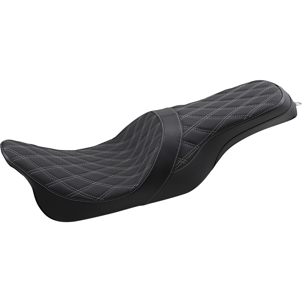 Drag Specialties Seats - Forward Positioned Predator 2-Up Seat - Double Diamond - Silver Stitched - FL '08-'23