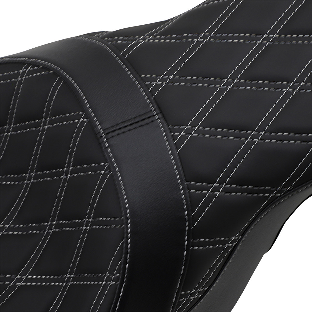 Drag Specialties Seats - Forward Positioned Predator 2-Up Seat - Double Diamond - Silver Stitched - FL '08-'23