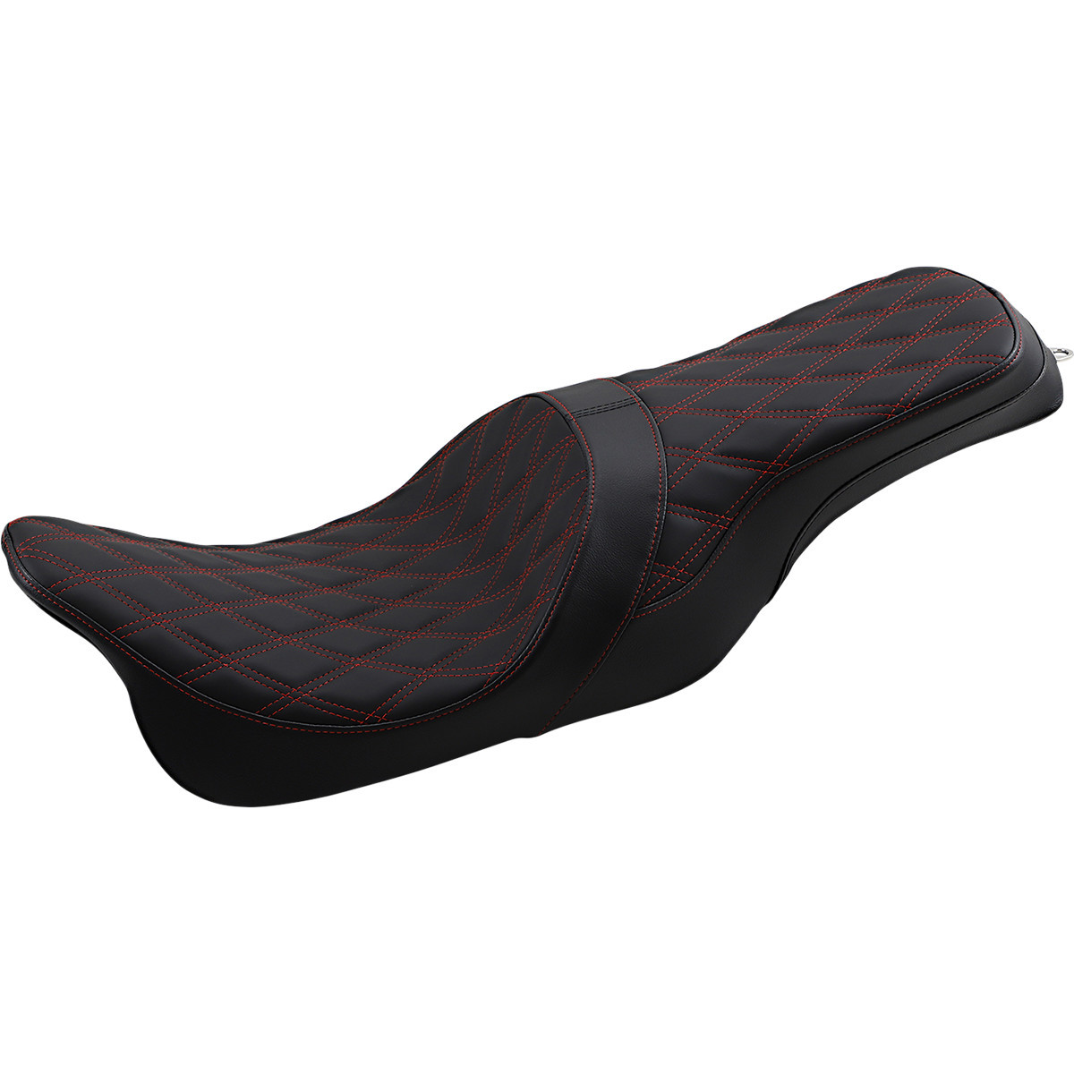 Drag Specialties Seats - Forward Positioned Predator 2-Up Seat - Double Diamond - Red Stitched - FL '08-'23