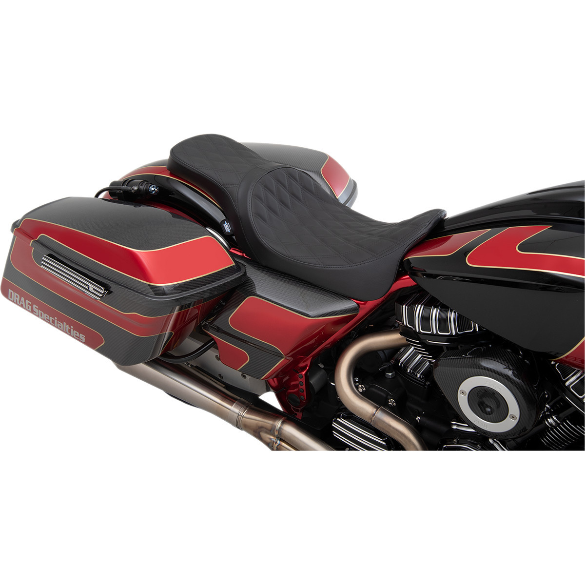 Drag Specialties Seats - Predator 2-Up Seat - Double Diamond - Black Stitching - FL '08-'23