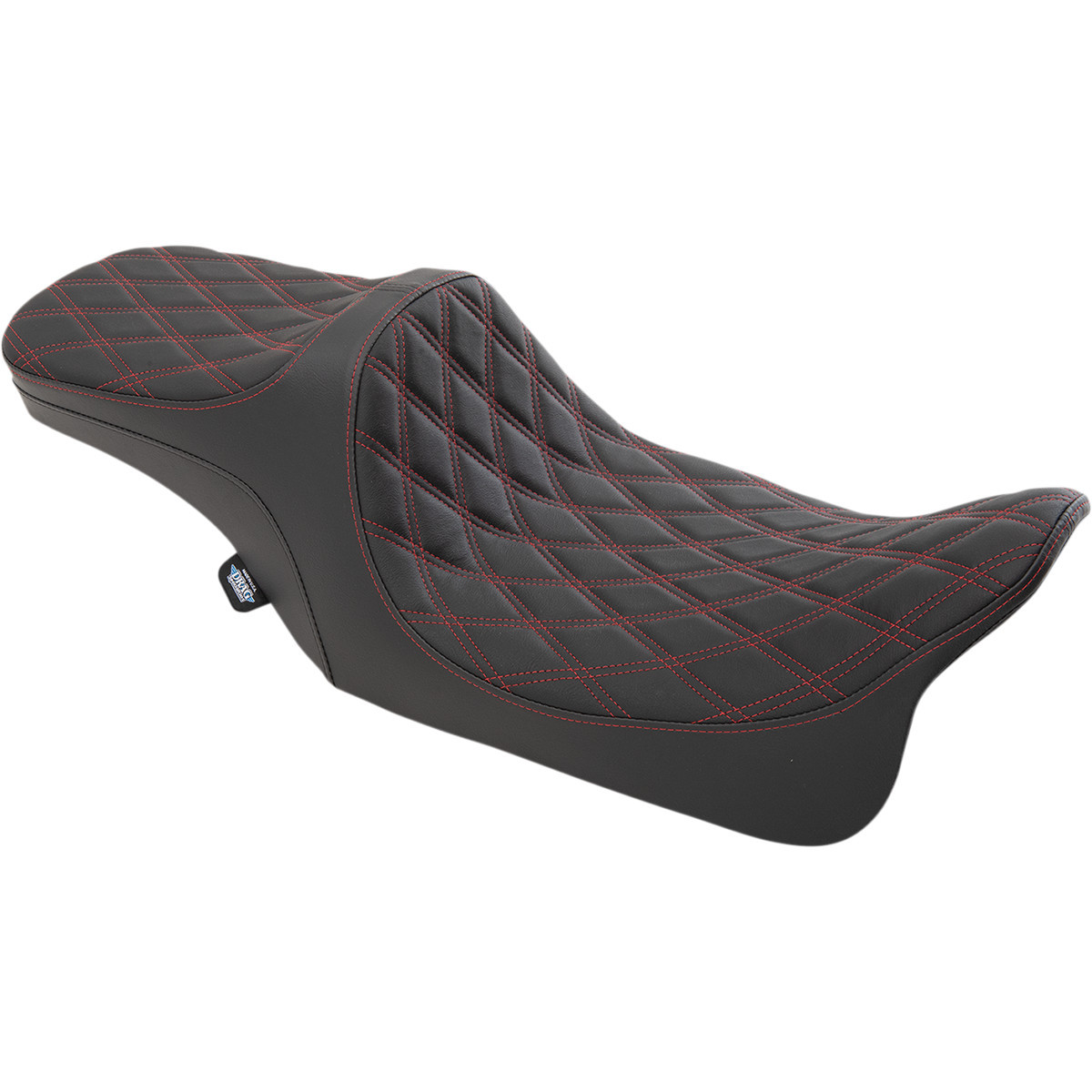 Drag Specialties Seats - Predator III 2-Up Seat - Double Diamond - Red Thread - FL '99-'07