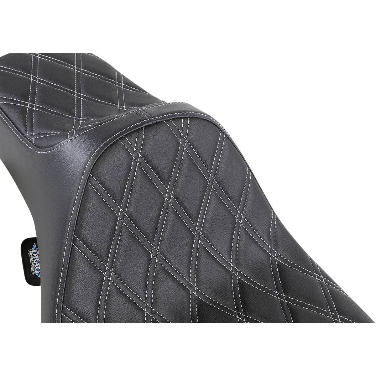 Drag Specialties Seats - Extended Reach Predator III Seat - Double Diamond - Black w/ Silver Stitching - FL '99-'07