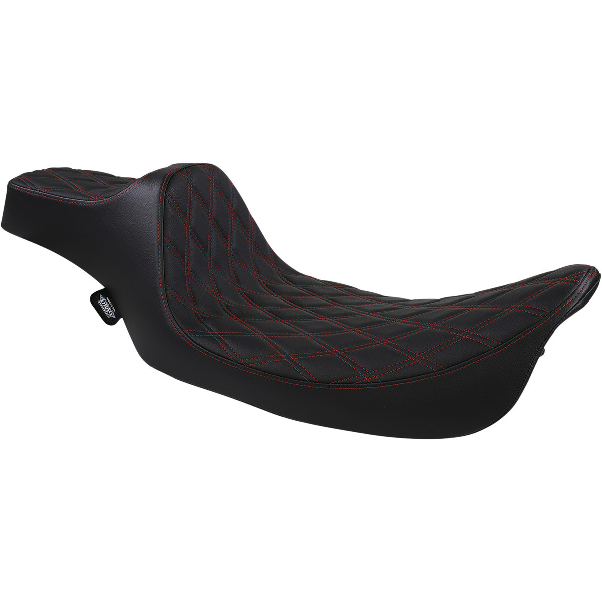 Drag Specialties Seats - Extended Reach Predator III Seat - Double Diamond - Black w/ Red Stitching - FL '99-'07