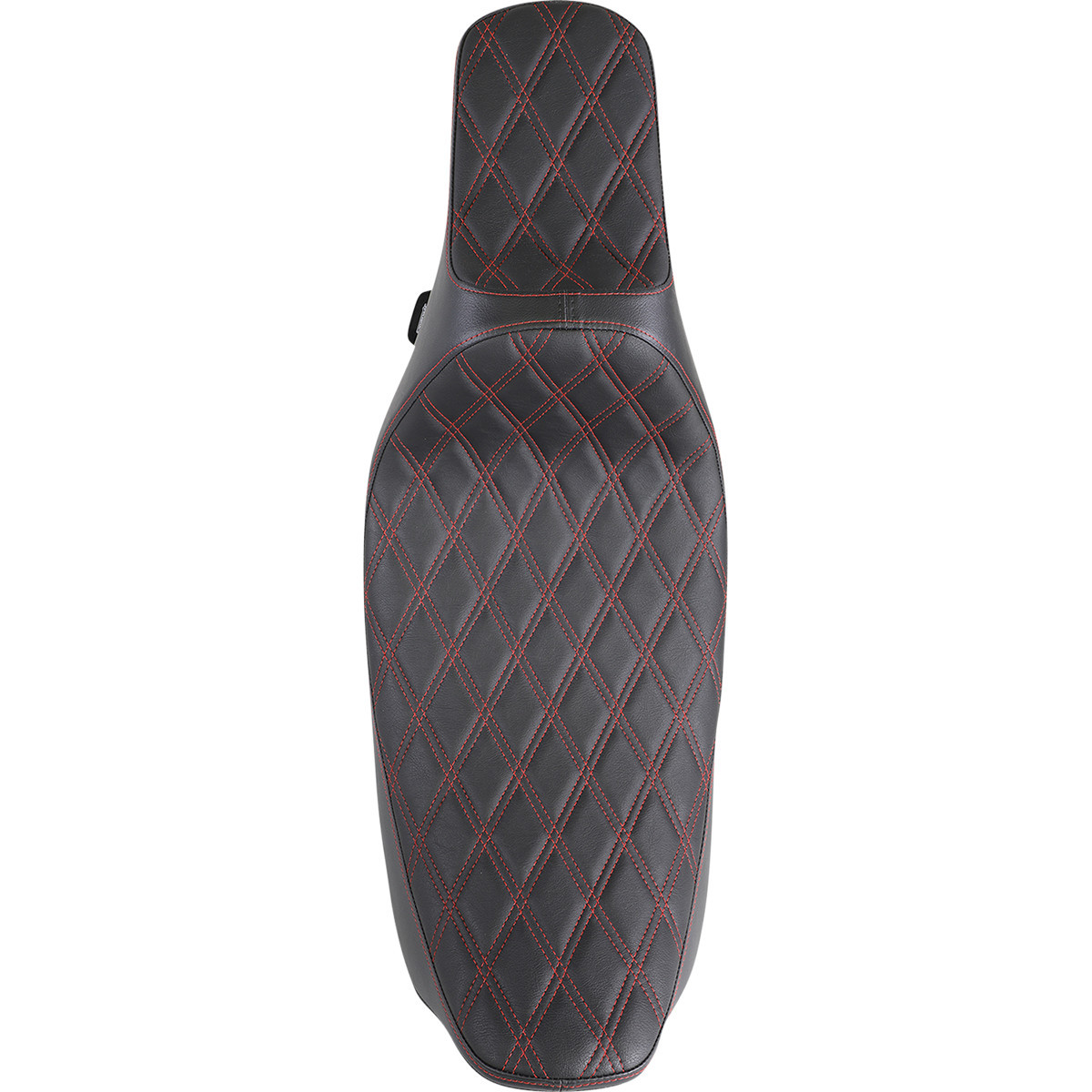 Drag Specialties Seats - Extended Reach Predator III Seat - Double Diamond - Black w/ Red Stitching - FL '99-'07