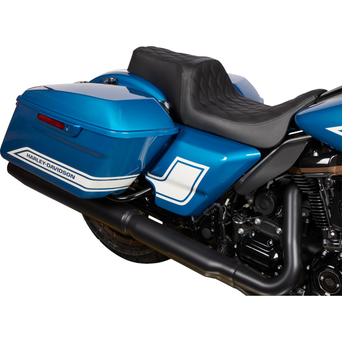 Drag Specialties Seats - Predator 1Up Seat - Vinyl - Double Diamond Black Stitch - FLH '08-'23