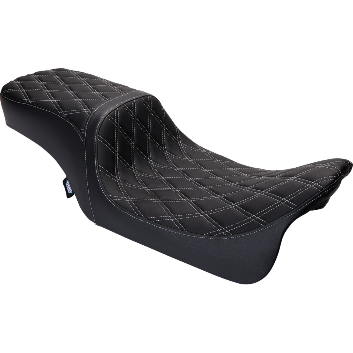 Drag Specialties Seats - Predator 2-Up Seat - Vinyl - Double Diamond Silver Stitch - w/o Backrest - FL '08-'23