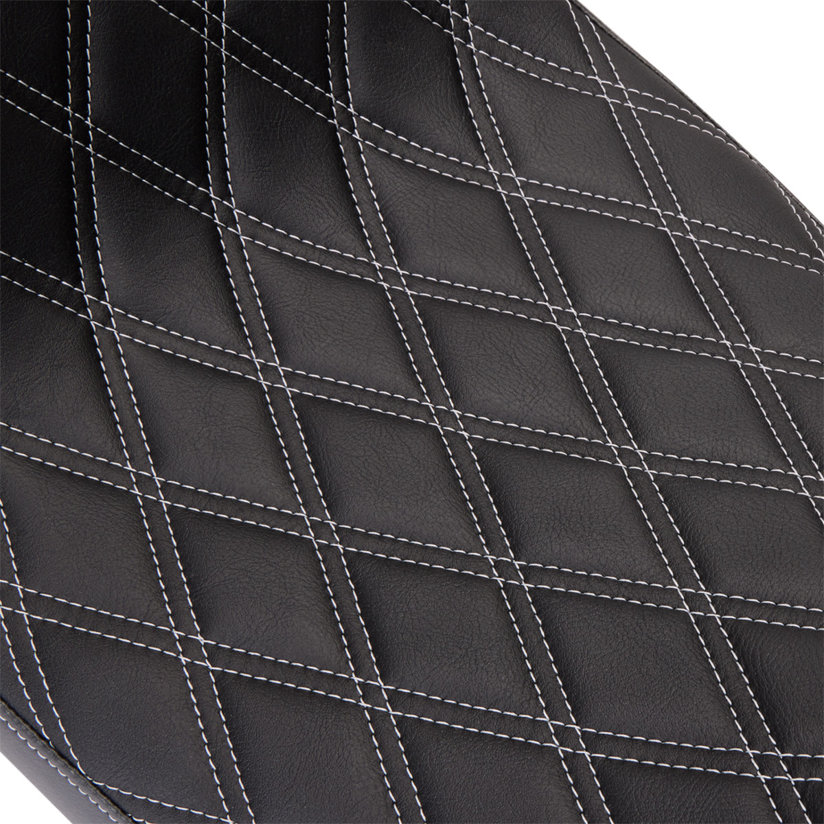 Drag Specialties Seats - Predator 2-Up Seat - Vinyl - Double Diamond Silver Stitch - w/o Backrest - FL '08-'23