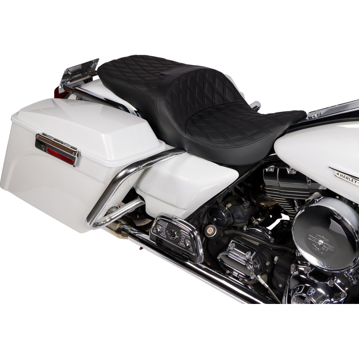 Drag Specialties Seats - Freedom Seat - Vinyl - Double Diamond Black Stitch - FLH '97-'07