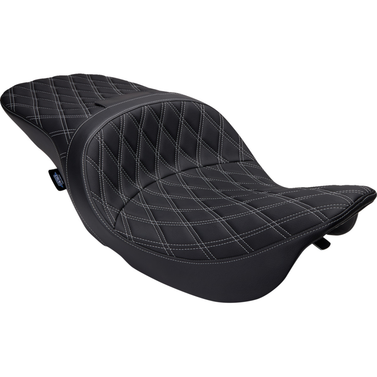 Drag Specialties Seats - Freedom Seat - Vinyl - Double Diamond Silver Stitch - FLH '97-'07