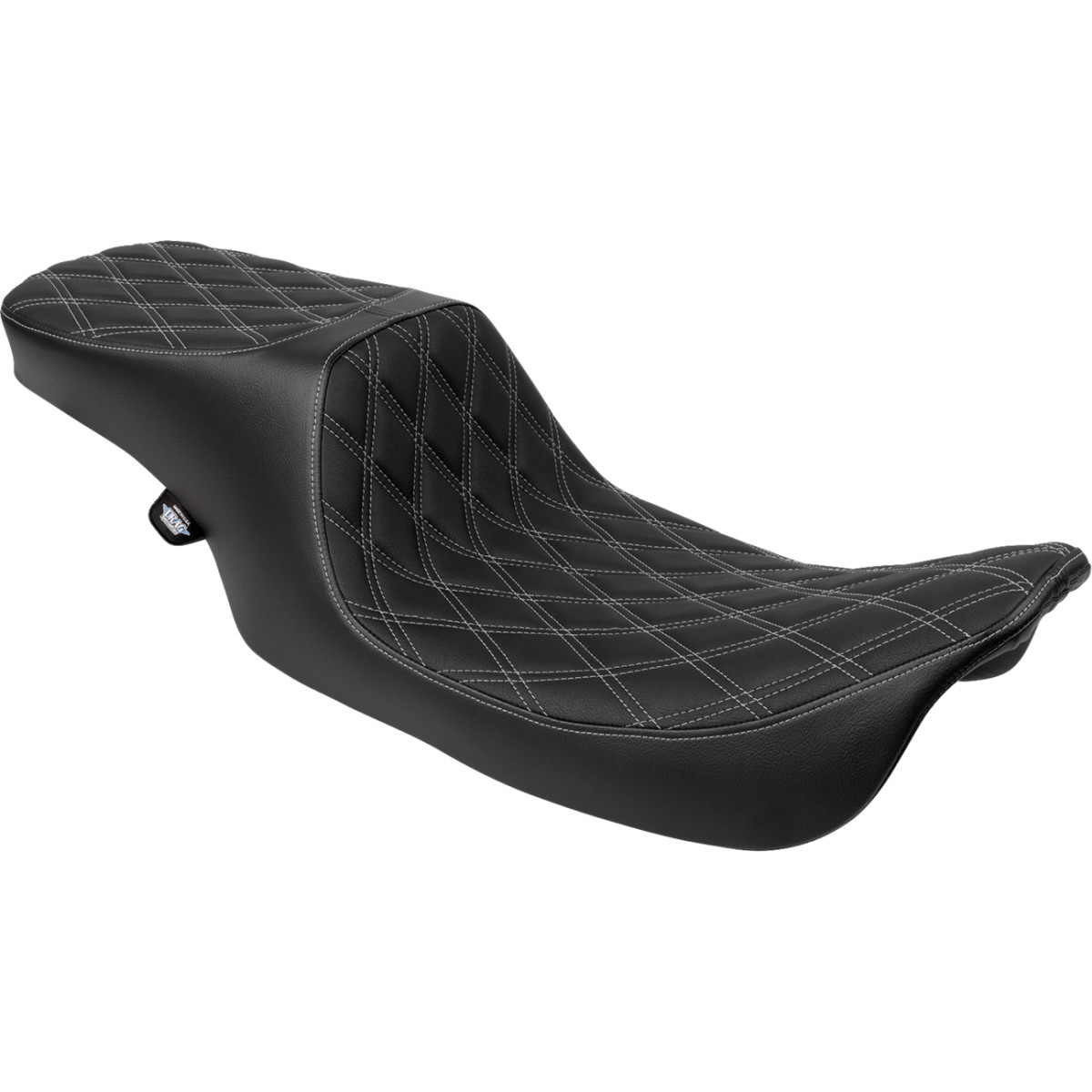 Drag Specialties Seats - Predator 2-Up Seat - Vinyl - Double Diamond - Silver Stitching- w/o Backrest - FL '97-'07