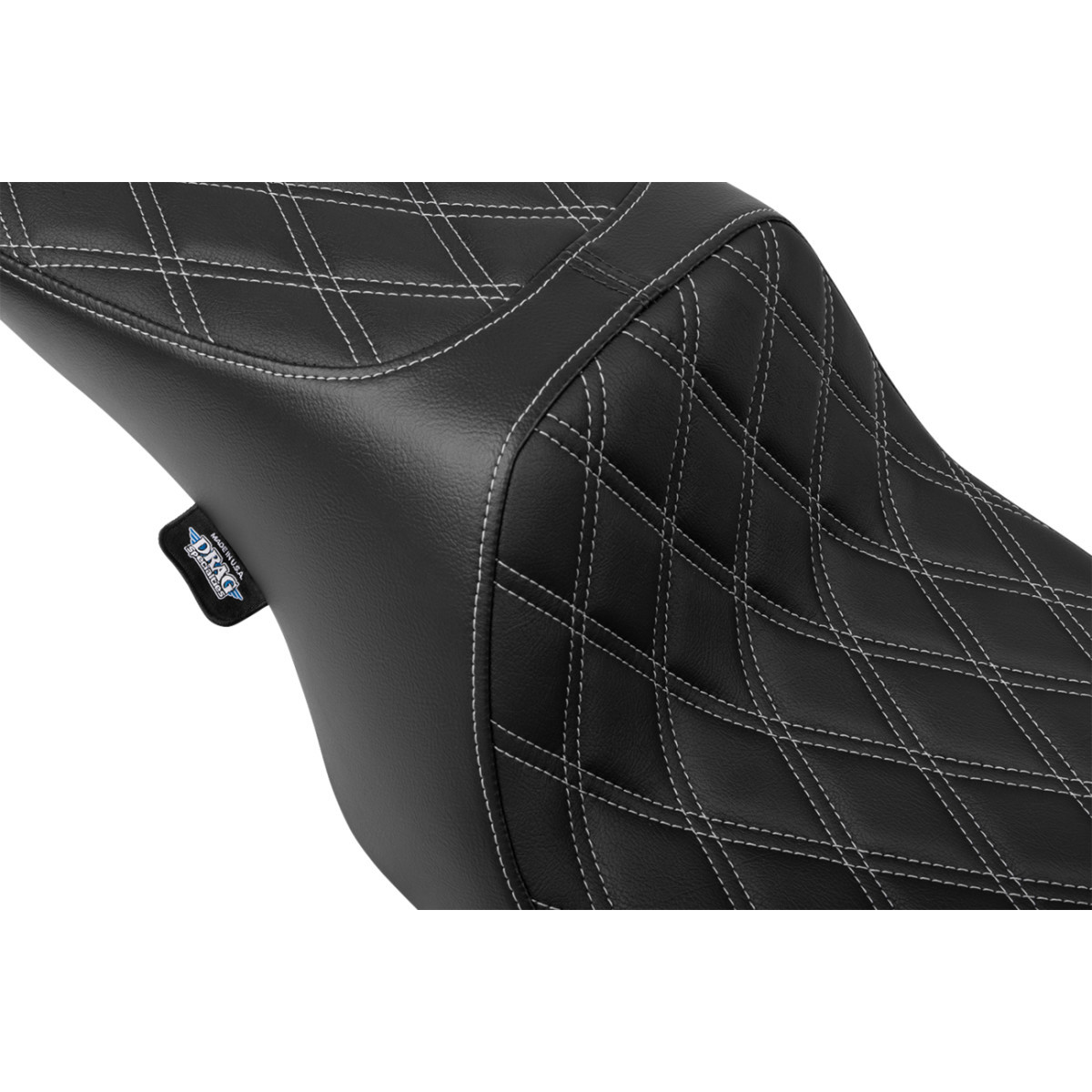 Drag Specialties Seats - Predator 2-Up Seat - Vinyl - Double Diamond - Silver Stitching- w/o Backrest - FL '97-'07
