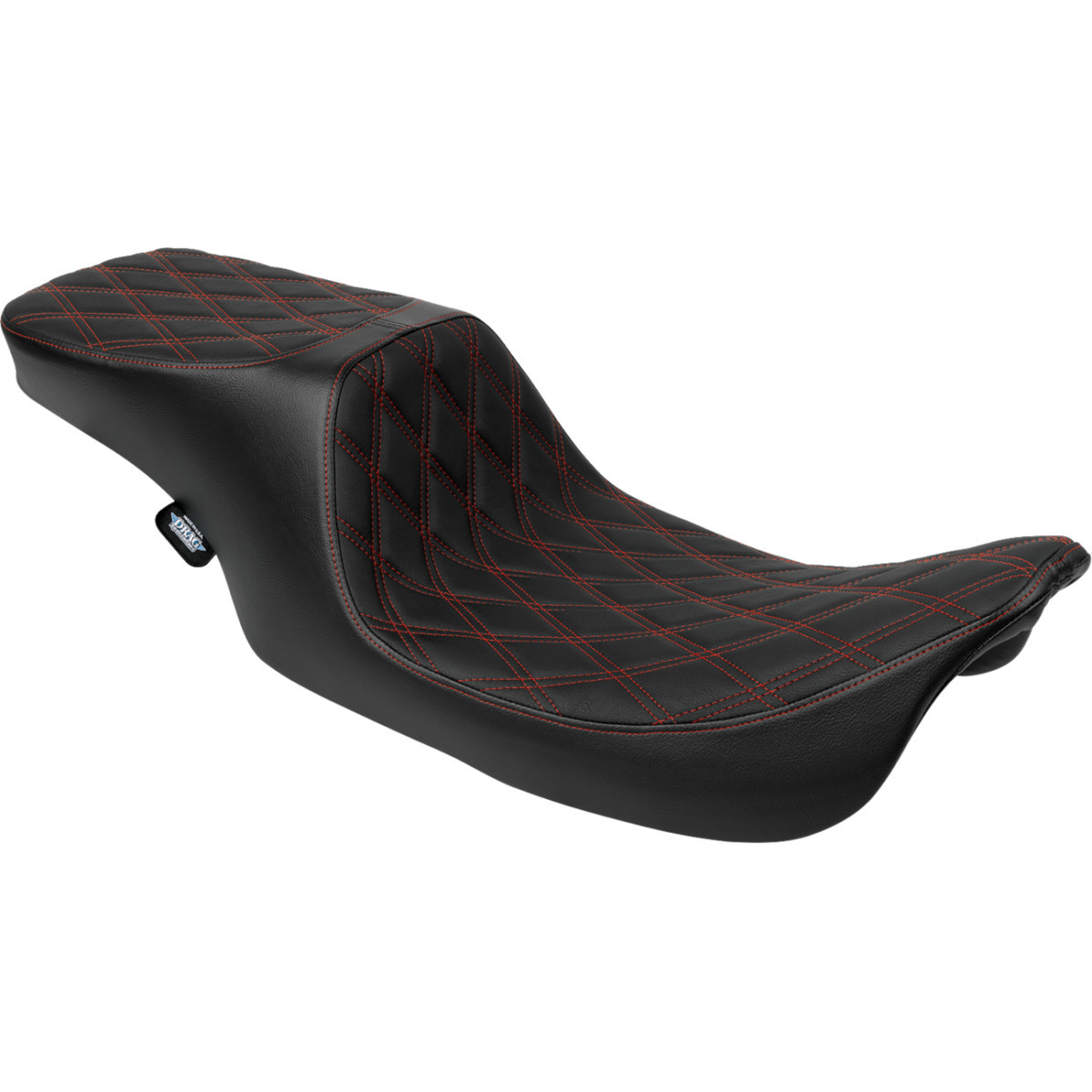 Drag Specialties Seats - Predator 2-Up Seat - Vinyl - Double Diamond - Red Stitching - w/o Backrest - FL '97-'07