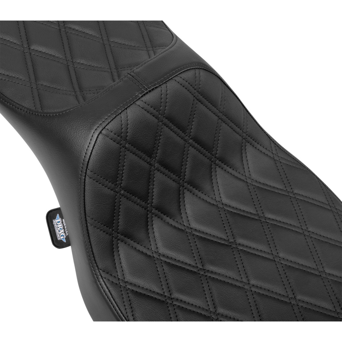 Drag Specialties Seats - Extended Reach Predator III Seat - Double Diamond - Black Stitching - Vinyl - FLH/FLT '23-'24