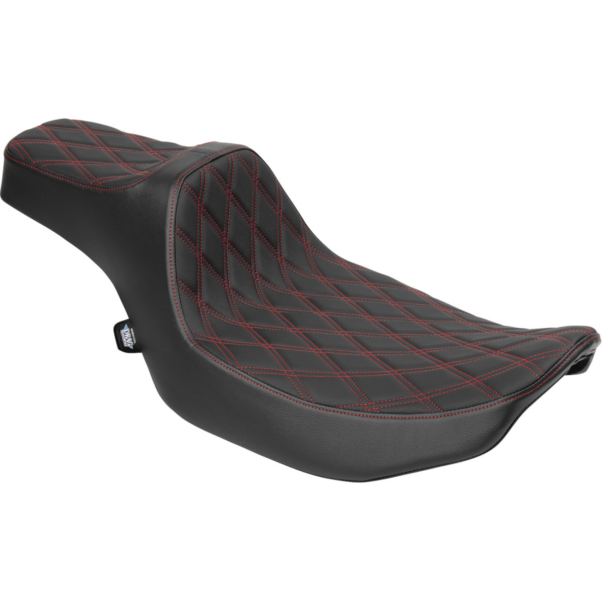 Drag Specialties Seats - Extended Reach Predator III Seat - Vinyl - Red Double Diamond Stitch - FLT/FLH '23-'25